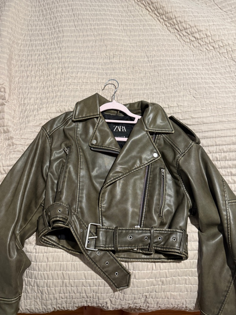Zara cropped moto jacket vintage look